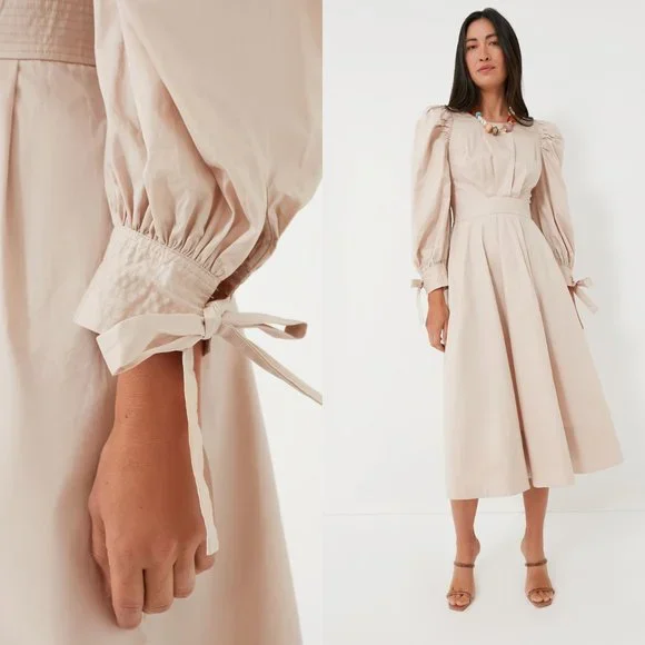 en saison poplin midi dress En Saison | Dresses | En Saison New Stone Beige Long Sleeve Poplin Classy  Leighton Midi Dress Size S